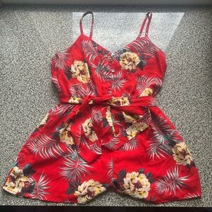 Red Floral Romper